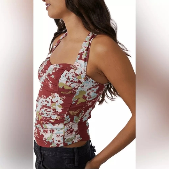 Free People Ginger Snap Crossback Floral NWOT Top - Picture 7 of 8